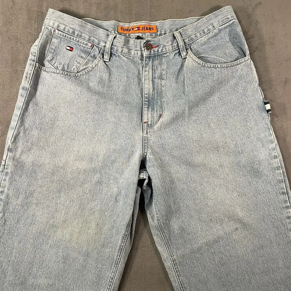 Y2K Tommy Jeans Men’s 36x32 Light Wash Carpenter Denim Utility Jeans
